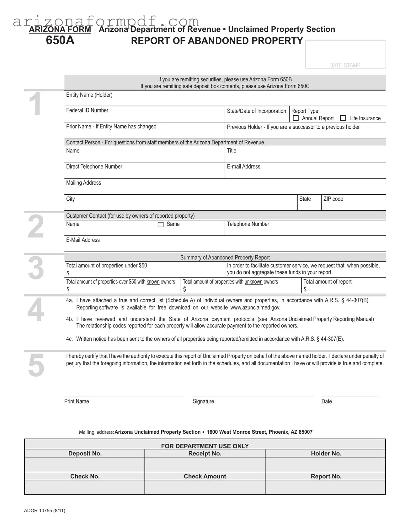 Fill Out Your Arizona 650A Form