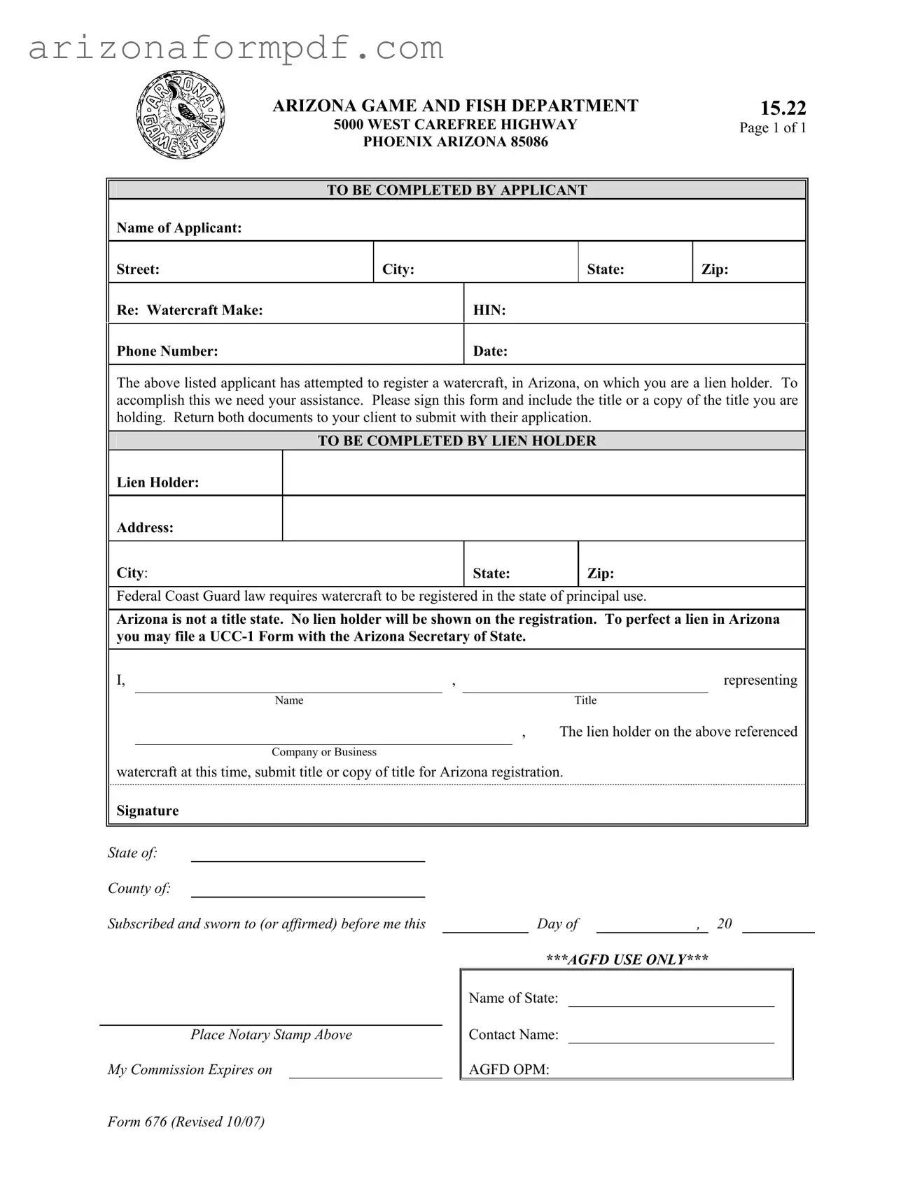 Fill Out Your Arizona 676 Form