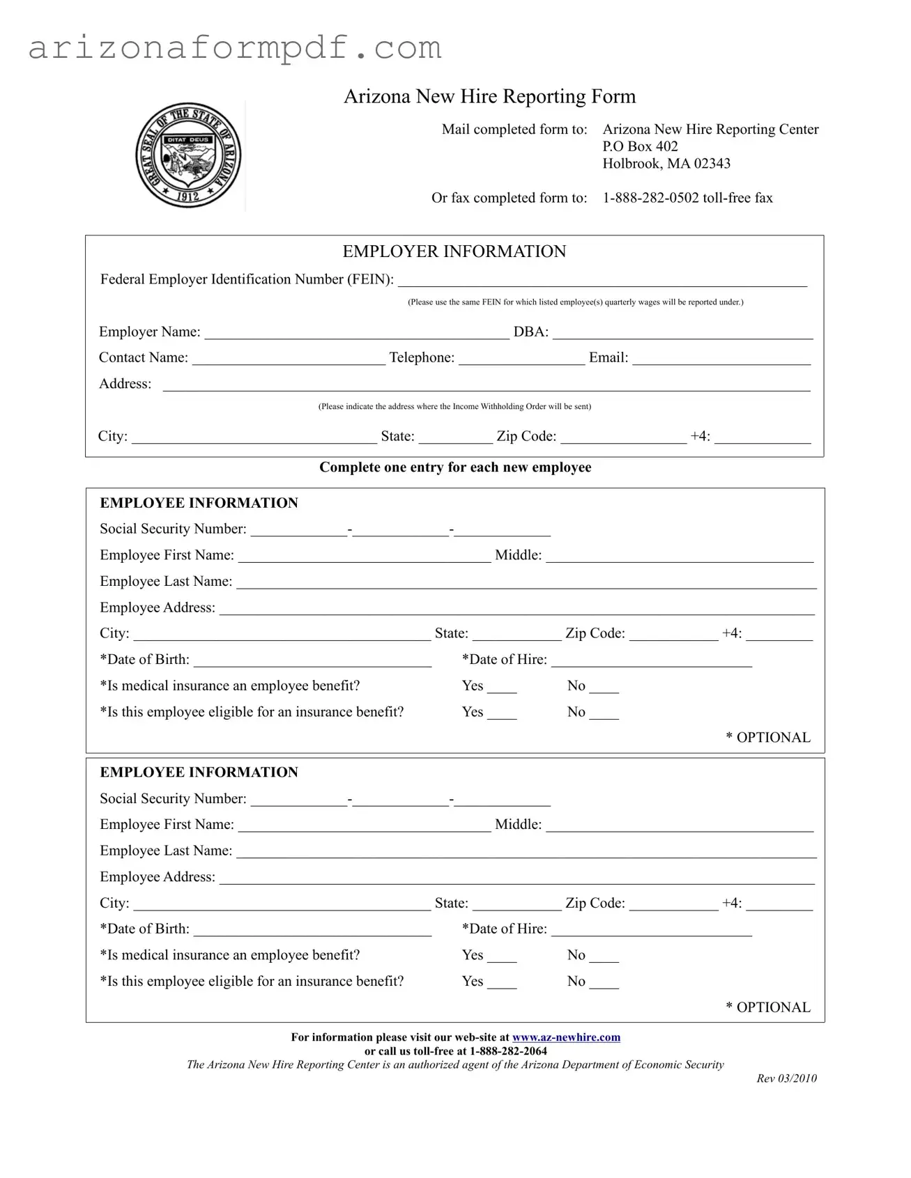Fill Out Your Arizona New Hire Reporting Form