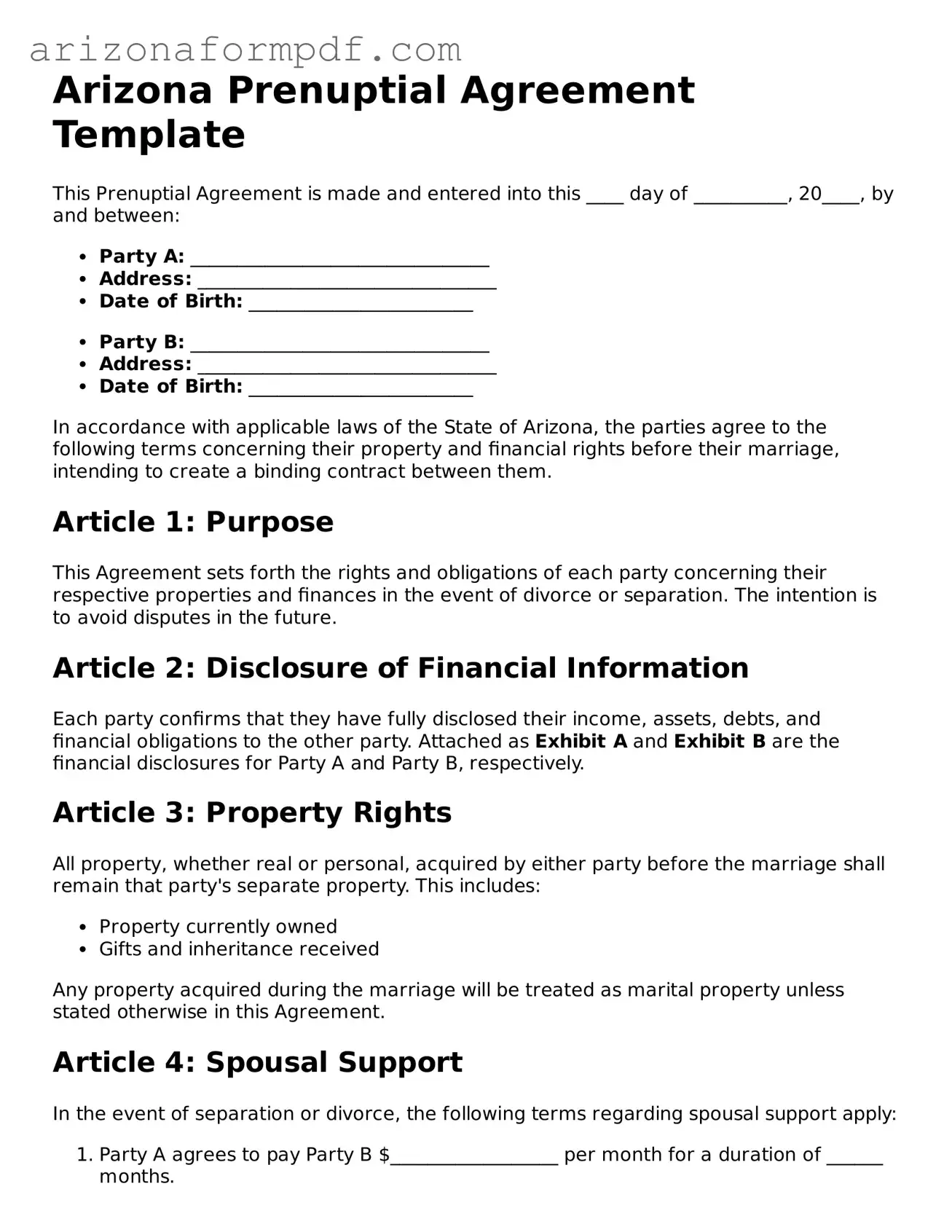 Attorney-Verified Prenuptial Agreement Document for the State of Arizona