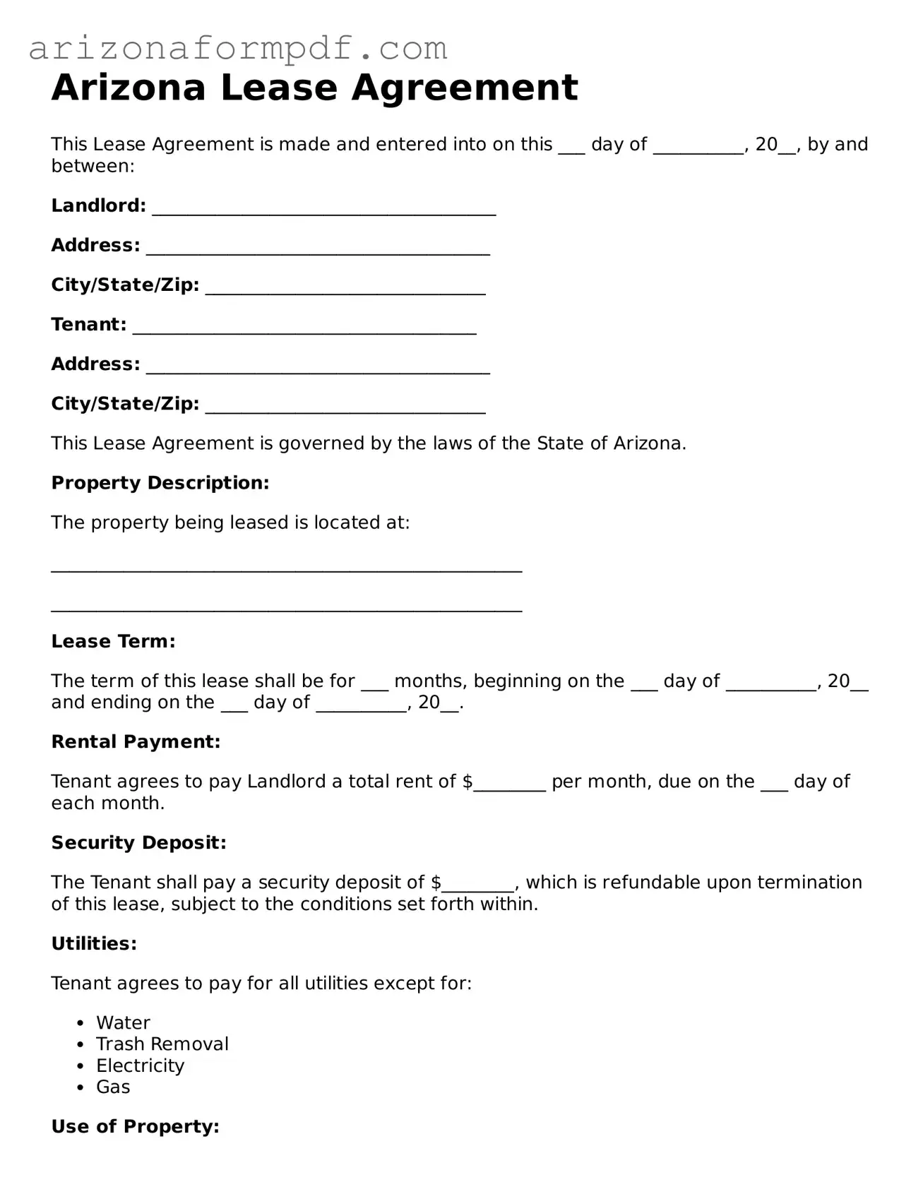Attorney-Verified Lease Agreement Document for the State of Arizona