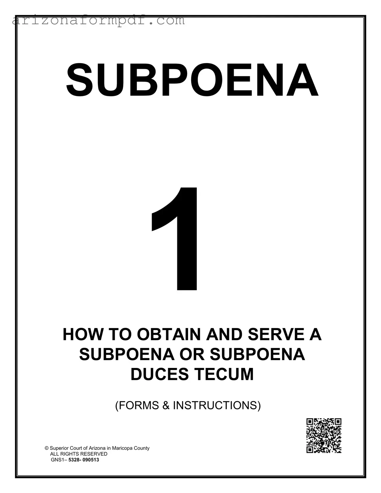 Fill Out Your Arizona Subpoena Form