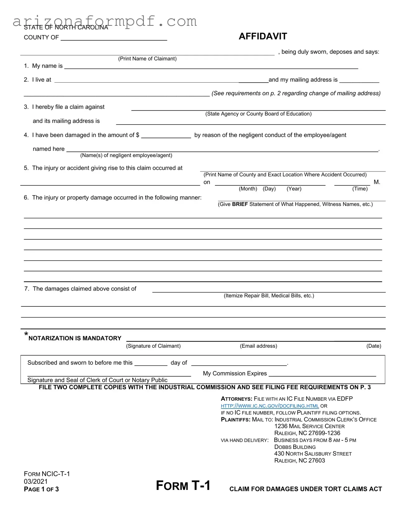 Fill Out Your Arizona Tort Claim Form