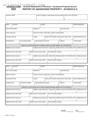 Fill Out Your Arizona 652 Form