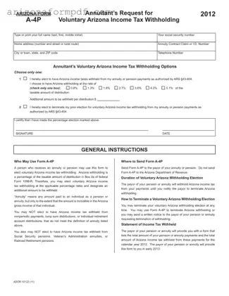 Fill Out Your Arizona A 4P Form