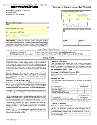 Fill Out Your Arizona A1 Wp Form