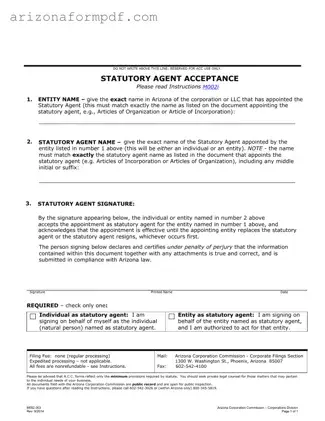 Fill Out Your Arizona Agent Form