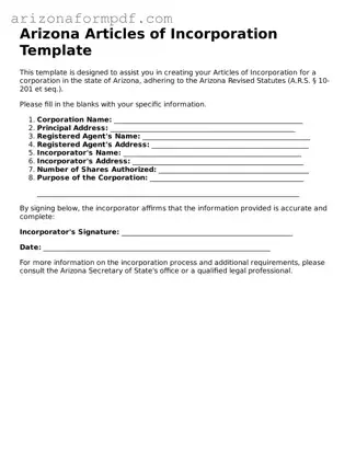 Attorney-Verified Articles of Incorporation Document for the State of Arizona