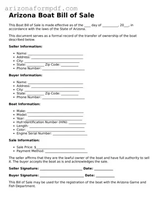 Attorney-Verified Boat Bill of Sale Document for the State of Arizona