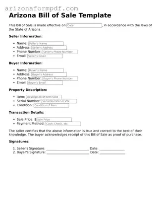 Attorney-Verified Bill of Sale Document for the State of Arizona