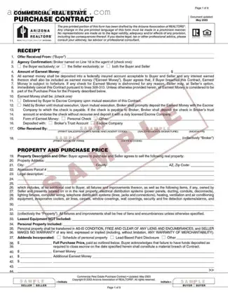 Fill Out Your Arizona Commercial Real Contract Form