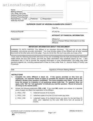 Fill Out Your Arizona Financial Form
