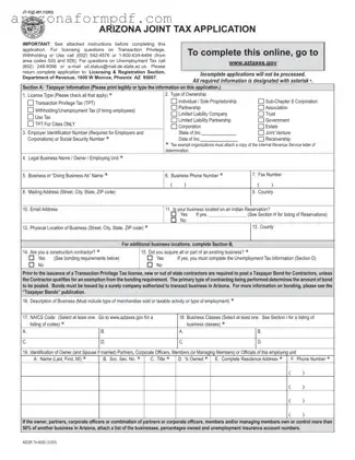 Fill Out Your Arizona Jt 1 Uc 001 Form