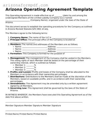 Attorney-Verified Operating Agreement Document for the State of Arizona