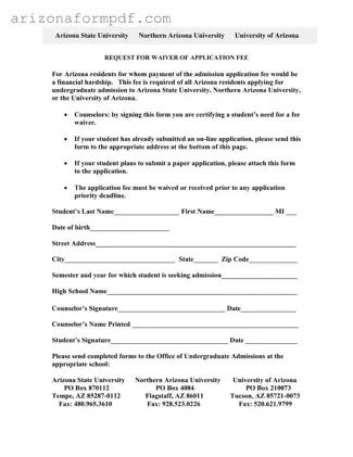 Fill Out Your Arizona University Application Form