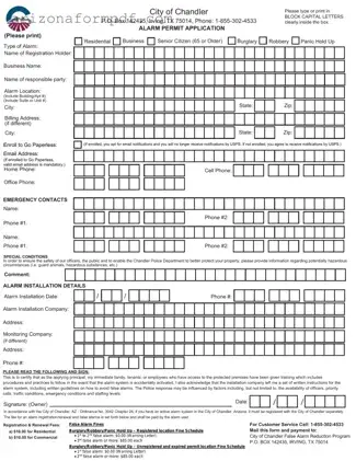 Fill Out Your Az Chandler Alarm Form