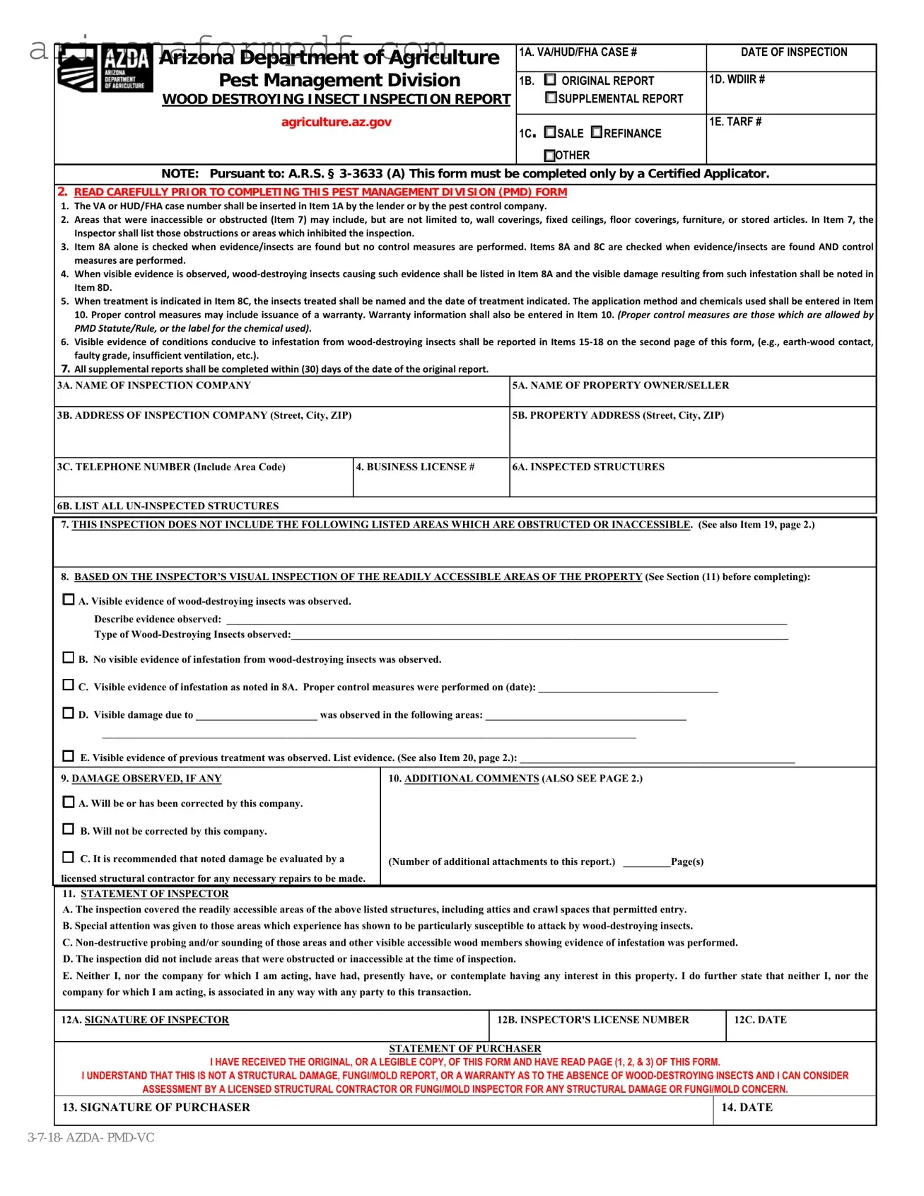 Fill Out Your Wdiir Arizona Form