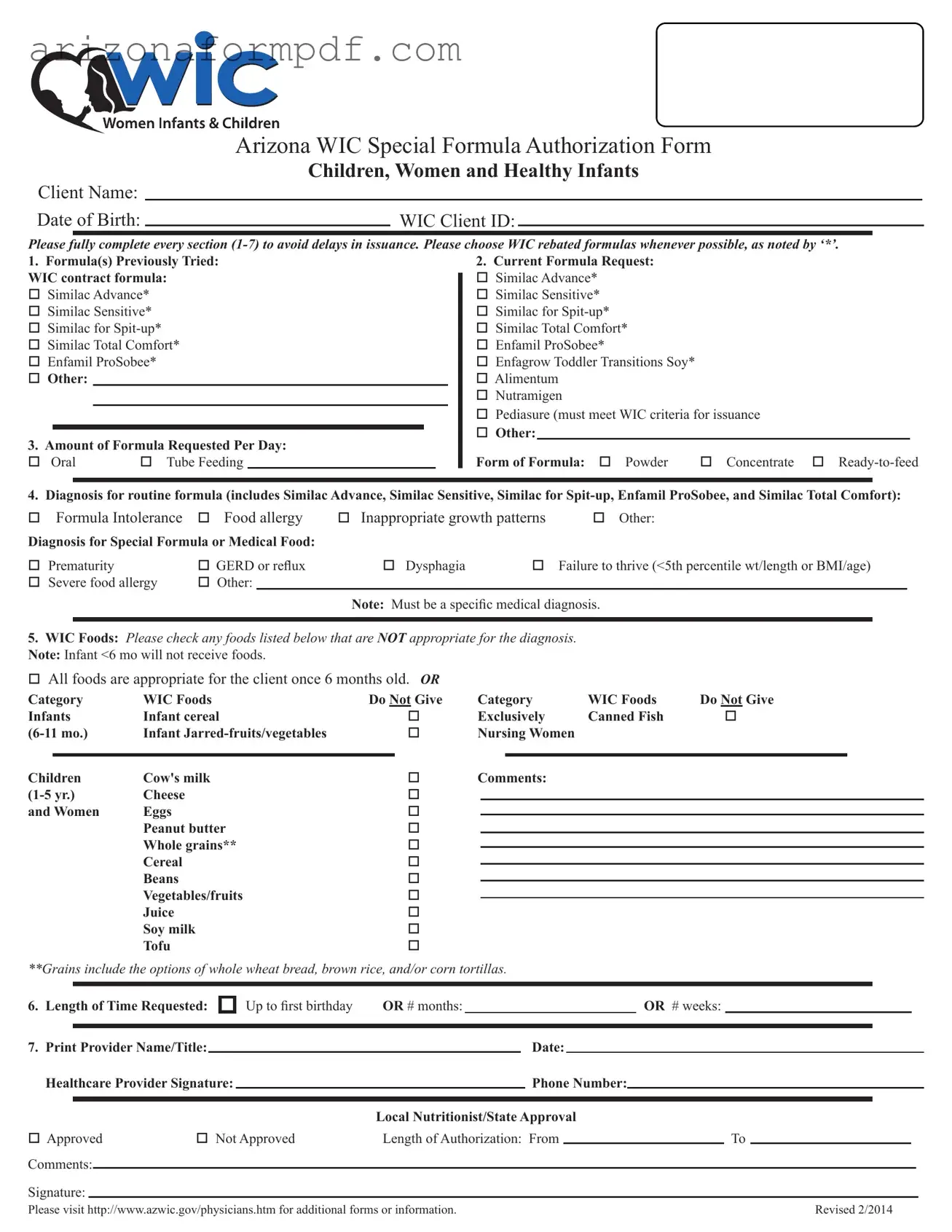 Fill Out Your Wic Arizona Form